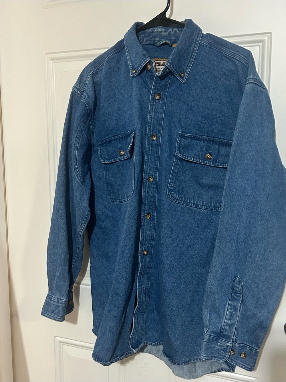 Men's Denim Button-Down Shirt Jacket - Blue
